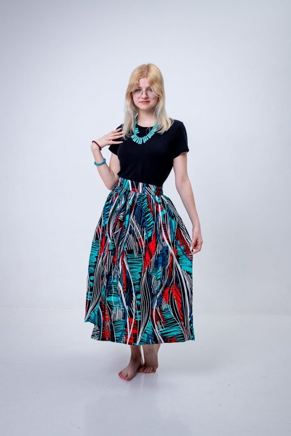 Accra patterned African Skirt with matching necklace